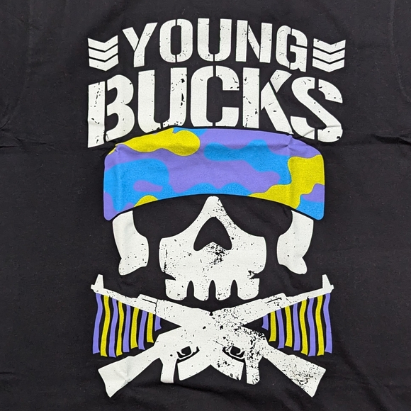 Young Bucks Bullet Club T-Shirt. Men's large. NJPW, AEW, Ring of Honor. Pre worn - Picture 2 of 6